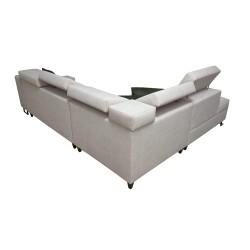 Ecksofa Avanti VII mit Schlaffunktion und Lampe mit USB-Anschluss, Stoff Whisper 25 + Kunstleder