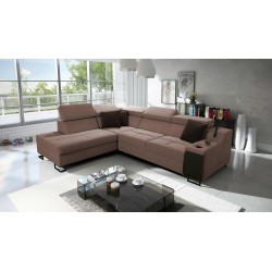 Avanti VII corner sofa with a sleeping function and a lamp with a USB port, fabric Sawana 25