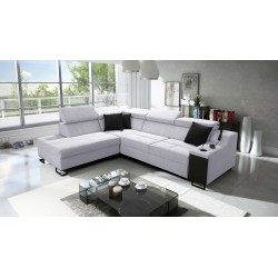 Ecksofa Avanti VII mit Schlaffunktion und Lampe mit USB-Anschluss Stoff Sawana 84