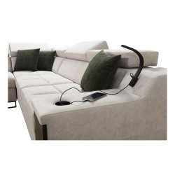 Avanti VII corner sofa with a sleeping function and a lamp with a USB port, fabric Sawana 96