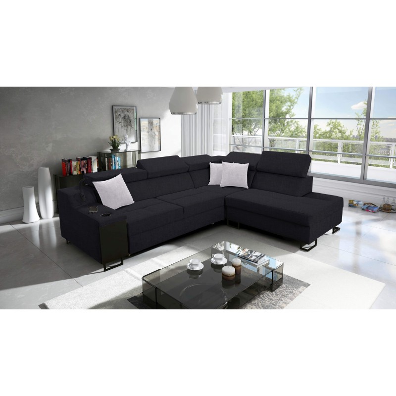 Ecksofa Avanti VII mit Schlaffunktion und Lampe mit USB-Anschluss, Stoff Sawana 14.