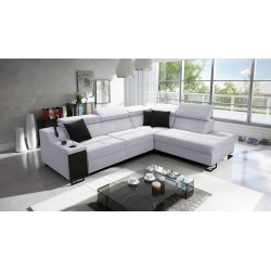 Ecksofa Avanti VII mit Schlaffunktion und Lampe mit USB-Anschluss Stoff Sawana 84