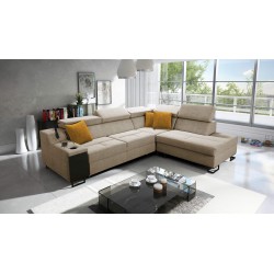 Avanti VII corner sofa with a sleeping function and a lamp with a USB port, fabric Whisper 3