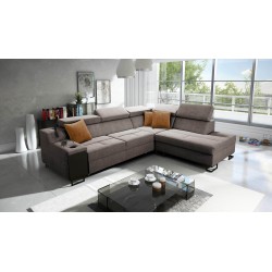 Avanti VII corner sofa with sleeping function and lamp with USB port, fabric Whisper 5