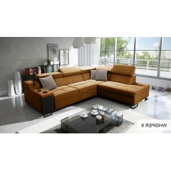 Ecksofa Avanti VII mit Schlaffunktion und Lampe mit USB-Anschluss Stoff Whisper 9