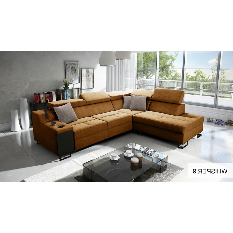 Ecksofa Avanti VII mit Schlaffunktion und Lampe mit USB-Anschluss Stoff Whisper 9