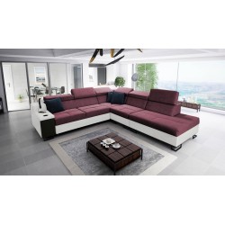 Ecksofa Avanti IX mit Schlaffunktion und Lampe mit USB-Anschluss, Stoff Sawana 14