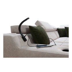 Ecksofa Avanti IX mit Schlaffunktion und Lampe mit USB-Anschluss, Stoff Sawana 14