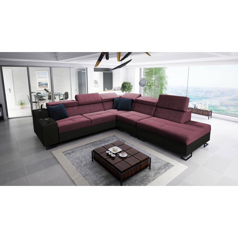 Avanti IX corner sofa with a sleeping function and a lamp with a USB port, fabric Sawana 84