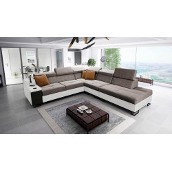 Avanti IX corner sofa with a sleeping function and a lamp with a USB port, fabric Sawana 96