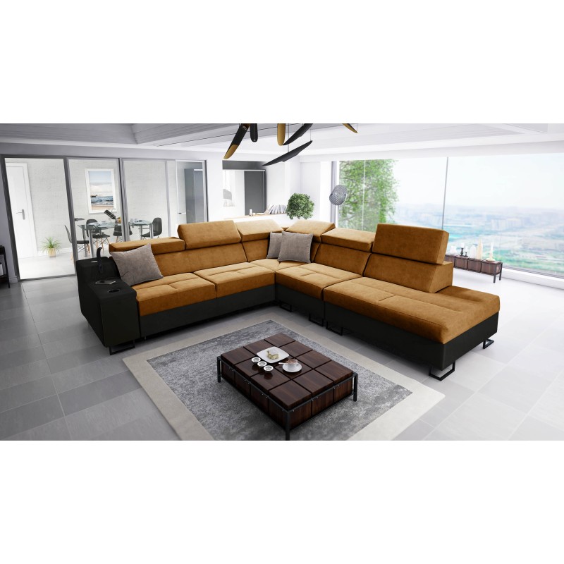 Avanti IX corner sofa with a sleeping function and a lamp with a USB port, fabric Whisper 3