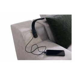 Avanti IX corner sofa with a sleeping function and a lamp with a USB port, fabric Whisper 9 + Eco leather