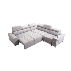 Sofá esquinero Verona III con función de cama en tejido de terciopelo, Vena 10: elegancia y funcionalidad en un solo mueble.