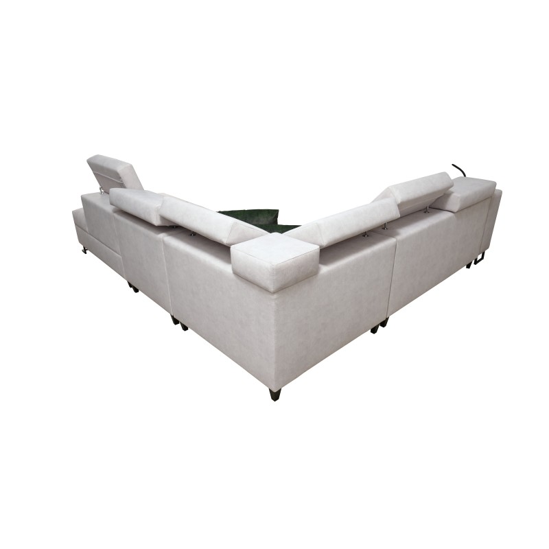 Avanti IX corner sofa with a sleeping function and a lamp with a USB port, fabric Sawana 14 + Eco-leather