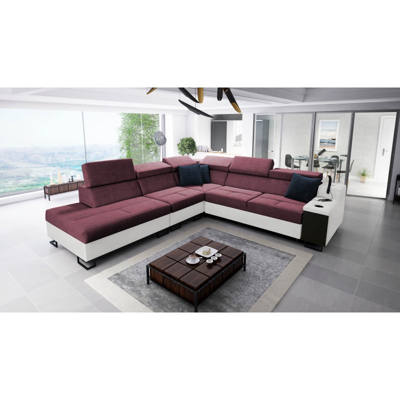 Avanti IX corner sofa with a sleeping function and a lamp with a USB port, fabric Sawana 14