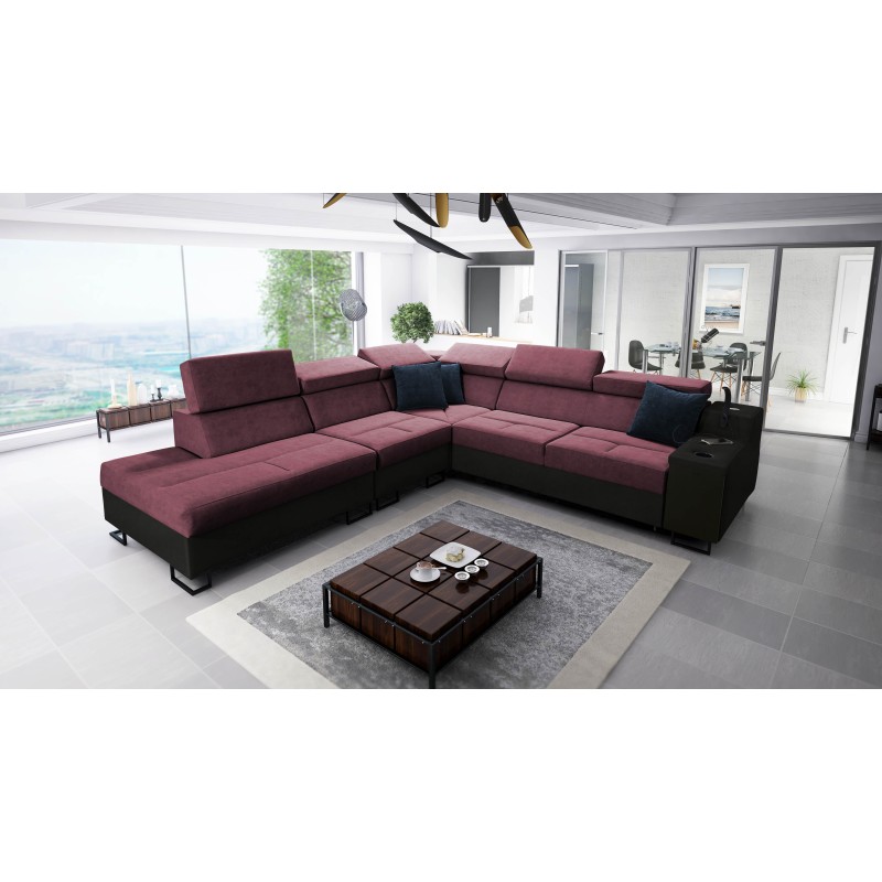Avanti IX corner sofa with a sleeping function and a lamp with a USB port, fabric Sawana 84
