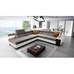 Ecksofa Avanti IX mit Schlaffunktion und Lampe mit USB-Anschluss, Stoff Sawana 96