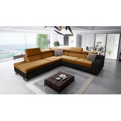 Avanti IX corner sofa with a sleeping function and a lamp with a USB port, fabric Whisper 3