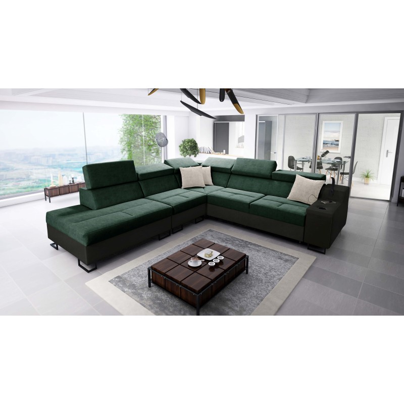 Ecksofa Avanti IX mit Schlaffunktion und Lampe mit USB-Anschluss, Stoff Whisper 5