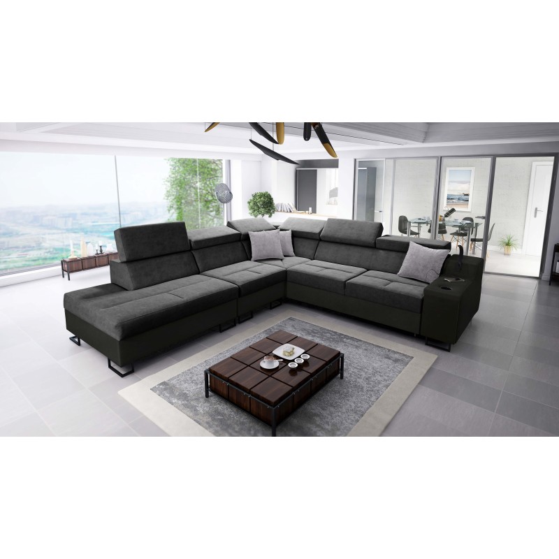 Avanti IX corner sofa with a sleeping function and a lamp with a USB port, fabric Whisper 9