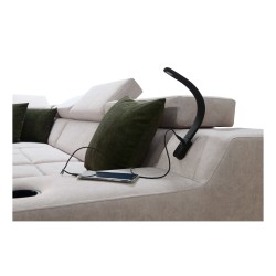 Кутовий диван Avanti IX з функцією сну та лампою з портом USB, тканина Whisper 9