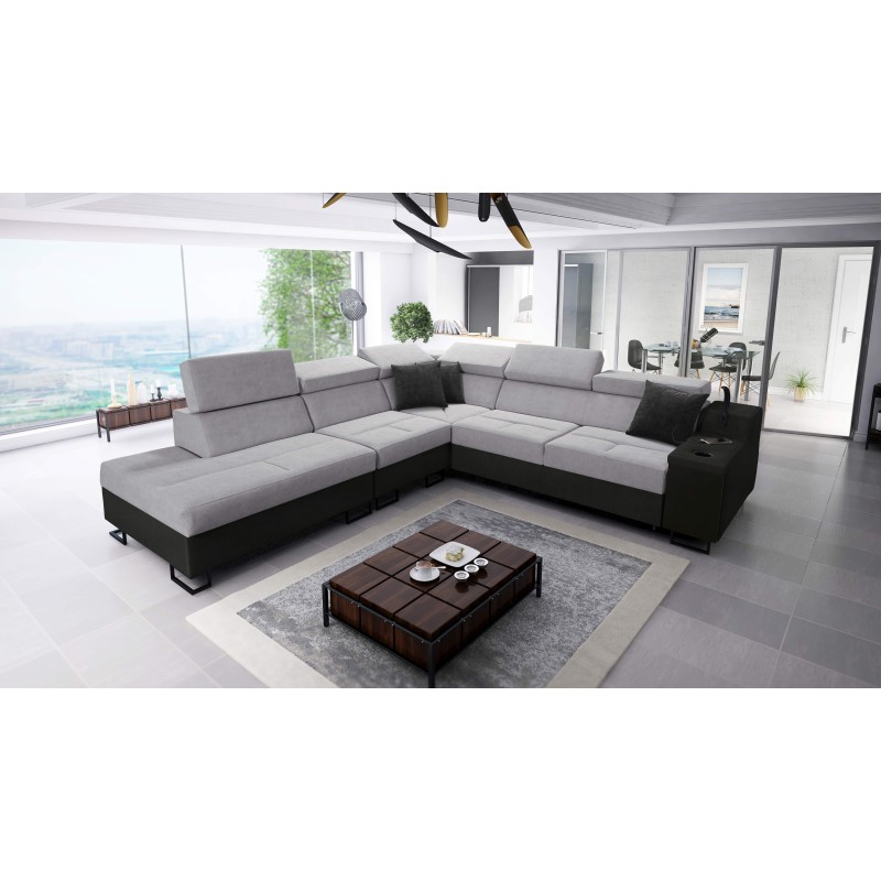 Esquinero Avanti IX con función para dormir y lámpara con puerto USB en tela Sawana 84