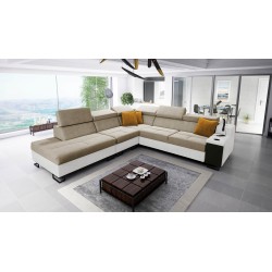 Avanti IX corner sofa with a sleeping function and a lamp with a USB port, fabric Sawana 96