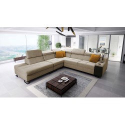 Avanti IX corner sofa with a sleeping function and a lamp with a USB port, fabric Sawana 14
