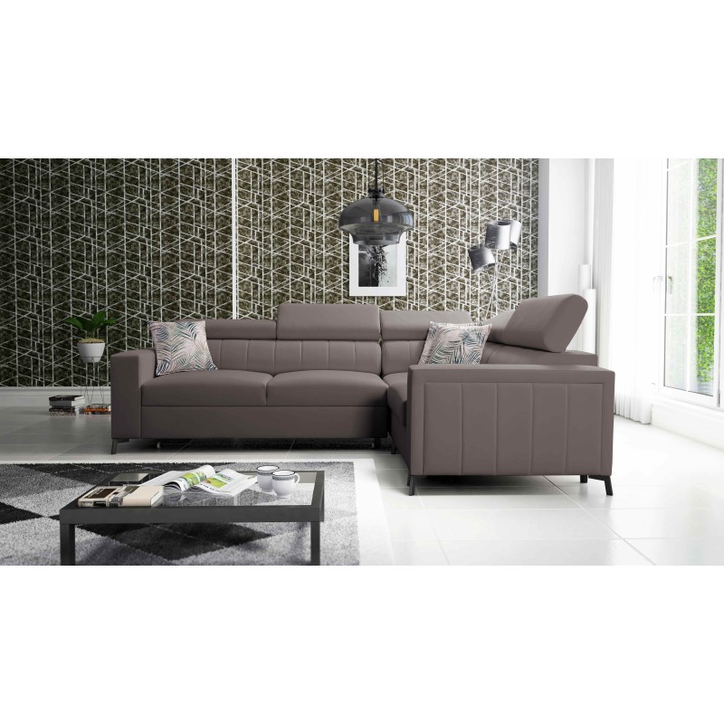 Arco II Corner Sofa with Sleeping Function - Velvet, Mono 234 - A Perfect Combination of Style and Comfort
