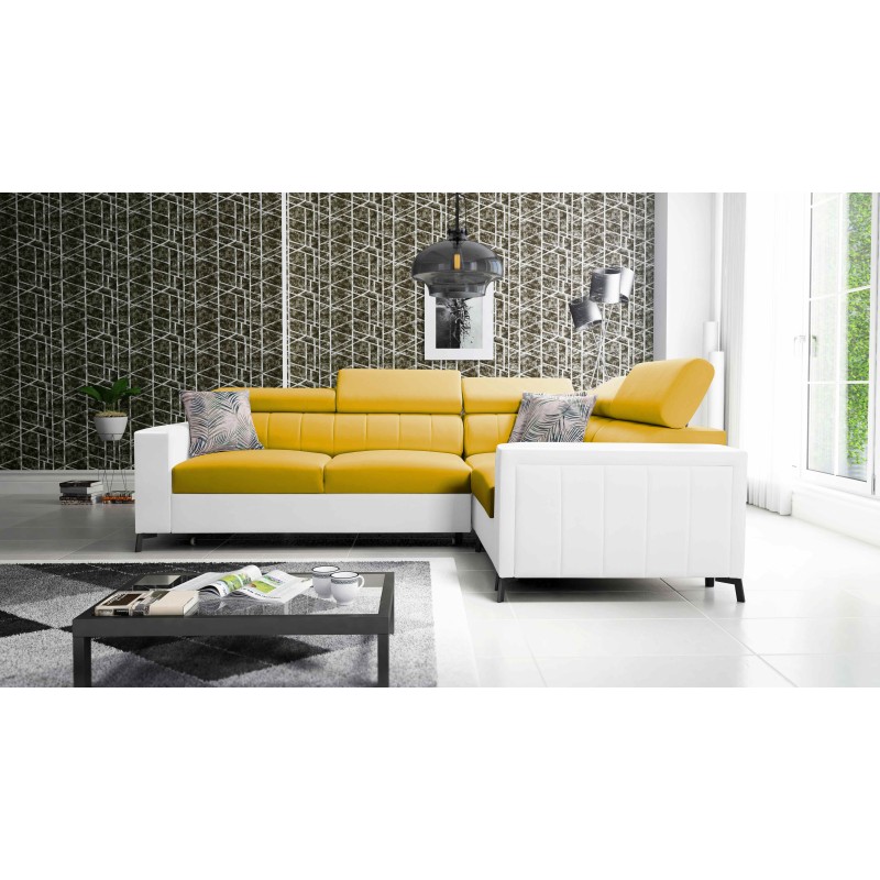 Arco II corner sofa with sleeping function - Velvet, Mono 236 + Eco-leather - An excellent combination of style and comfort