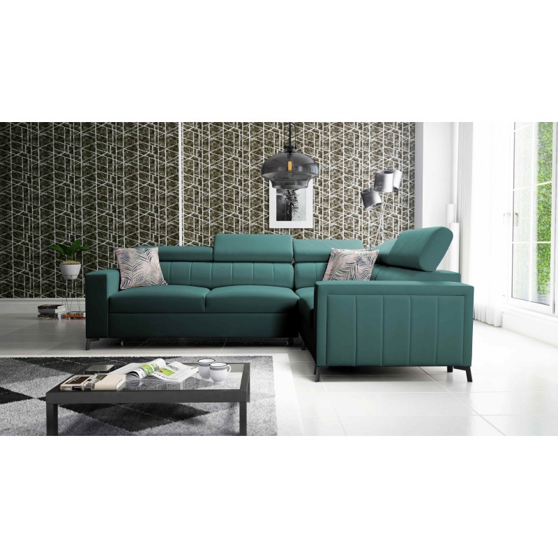 Arco II Corner Sofa with Sleeping Function - Velvet, Mono 238 - A Perfect Combination of Style and Comfort