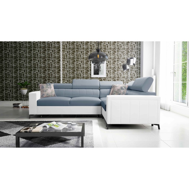 Ecksofa Arco II mit Schlaffunktion - Samt, Mono 239 + Ökoleder - Perfekte Kombination aus Stil und Komfort