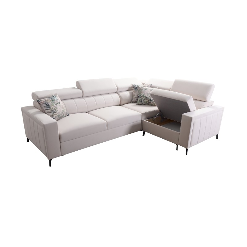 Arco II Corner Sofa with Sleeping Function - Velvet, Mono 241 - A Perfect Combination of Style and Comfort