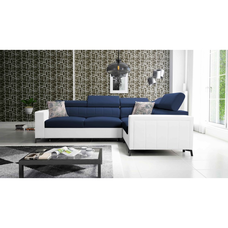 Ecksofa Arco II mit Schlaffunktion - Samt, Mono 241 + Kunstleder - Perfekte Kombination aus Stil und Komfort