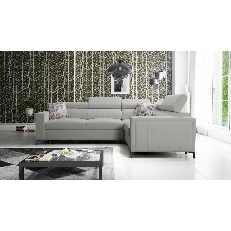 Arco II Corner Sofa with Sleeping Function - Velvet, Mono 244 - The Perfect Combination of Style and Comfort