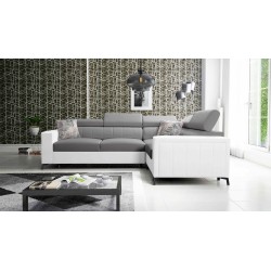 Ecksofa Arco II mit Schlaffunktion - Samt, Mono 246 + Ökoleder - Perfekte Kombination aus Stil und Komfort