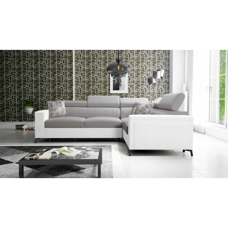 Arco II Corner Sofa with Sleeping Function - Woven Fabric, Sawana 11 + Eco-leather - A Perfect Combination of Style and Comfort