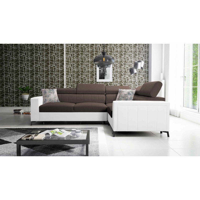Ecksofa Arco II mit Schlaffunktion - Gewebe, Sawana 26 + Kunstleder - Perfekte Verbindung von Stil und Komfort