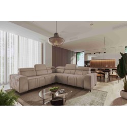 Esquina Verona III con función de cama en tela de terciopelo, Vena 14: elegancia y funcionalidad en un solo mueble.