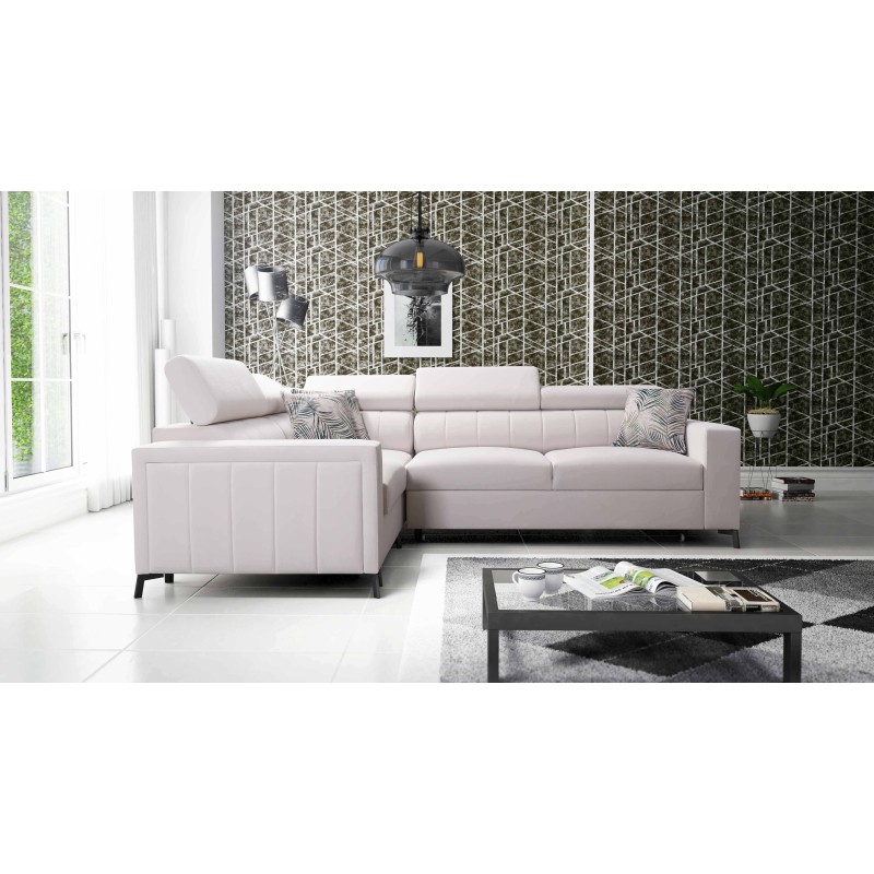 Arco II Corner Sofa with Sleeping Function - Velvet, Mono 231 - A Perfect Combination of Style and Comfort
