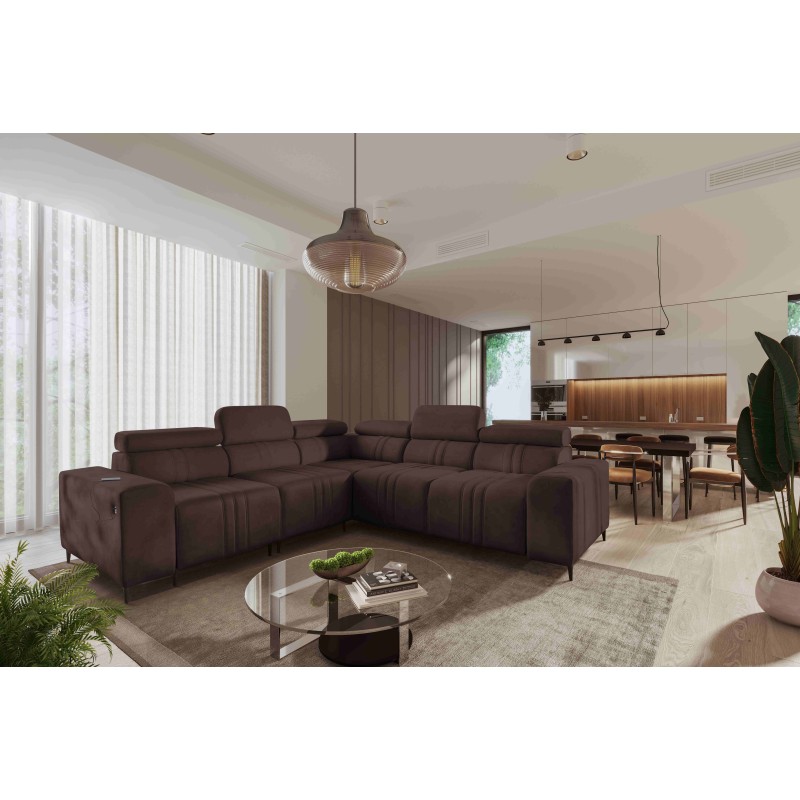 Ecksofa Verona III mit Schlaffunktion in Samtstoff, Vena 13 – Eleganz und Funktionalität in einem Möbelstück