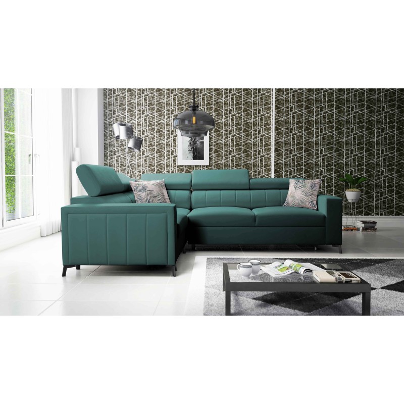 Arco II Corner Sofa with Sleeping Function - Velvet, Mono 238 - A Perfect Combination of Style and Comfort