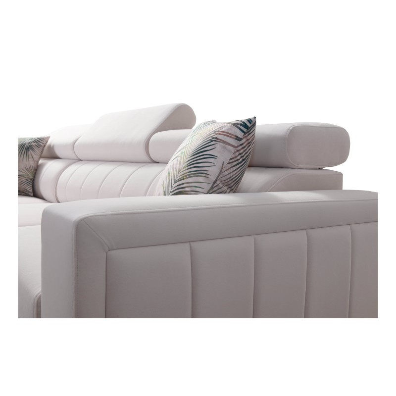 Sofá esquinero Arco II con función de cama - Terciopelo, Mono 244 + Eco-cuero - Una combinación perfecta de estilo y confort.