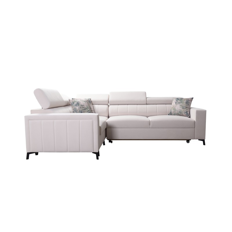 Sofá esquinero Arco II con función de cama - Terciopelo, Mono 244 + Eco-cuero - Una combinación perfecta de estilo y confort.