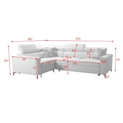 Sofá esquinero Arco II con función de cama - Terciopelo, Mono 244 + Eco-cuero - Una combinación perfecta de estilo y confort.