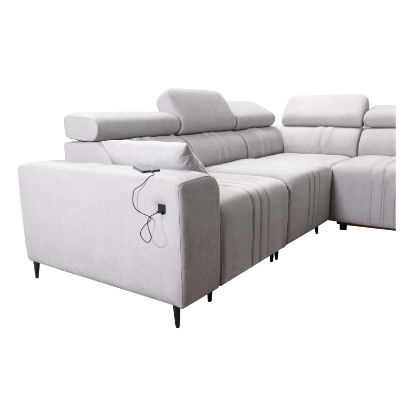 Sofá esquinero Verona III con función de cama en tejido de terciopelo, Vena 10: elegancia y funcionalidad en un solo mueble.
