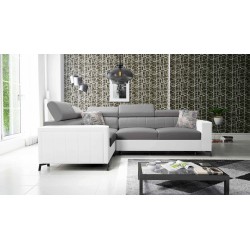 Ecksofa Arco II mit Schlaffunktion - Samt, Mono 246 + Ökoleder - Perfekte Kombination aus Stil und Komfort
