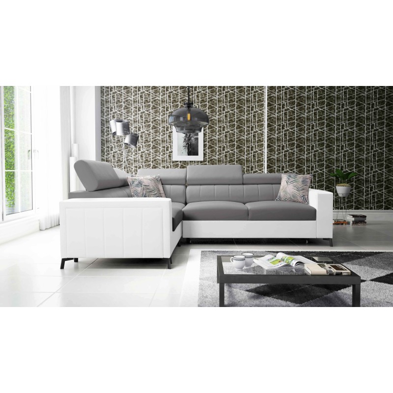 Arco II Corner Sofa with Sleeping Function - Velvet, Mono 246 + Eco-leather - A Perfect Combination of Style and Comfort