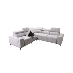 Sofá esquinero Verona III con función de cama en tela de terciopelo, Vena 9: elegancia y funcionalidad en un solo mueble.