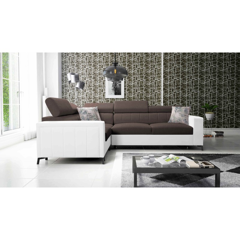 Arco II Corner Sofa with Sleeping Function - Woven Fabric, Sawana 26 + Eco-leather - An Excellent Combination of Style and Comfo